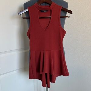Sleeveless Cinnamon Peplum Tank Top